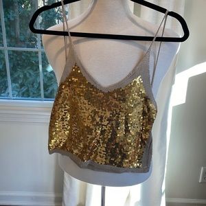 Superdown gold sequin top